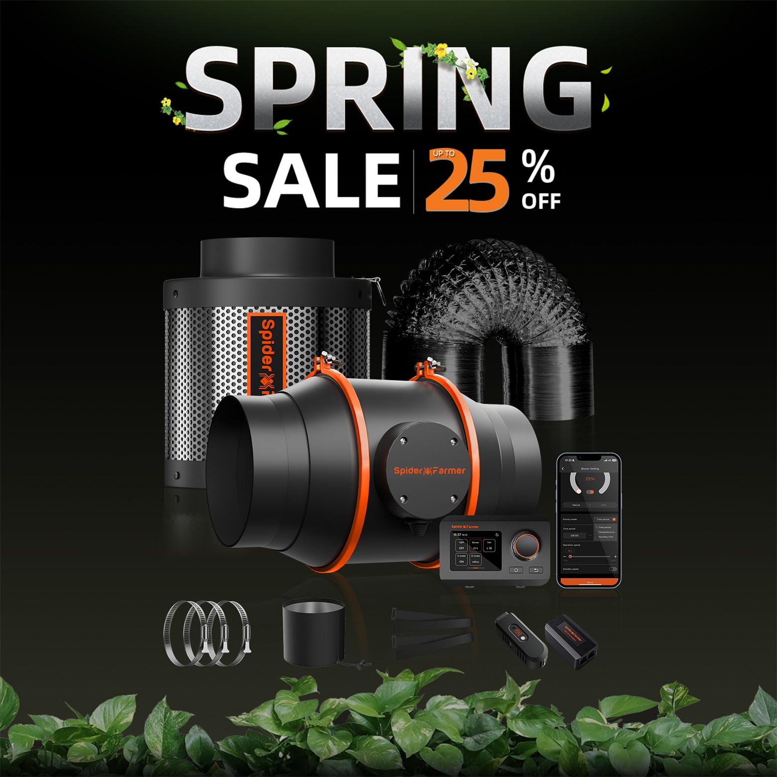 Grow Tent 4X4 - Spider Farmer Kit de ventilador en