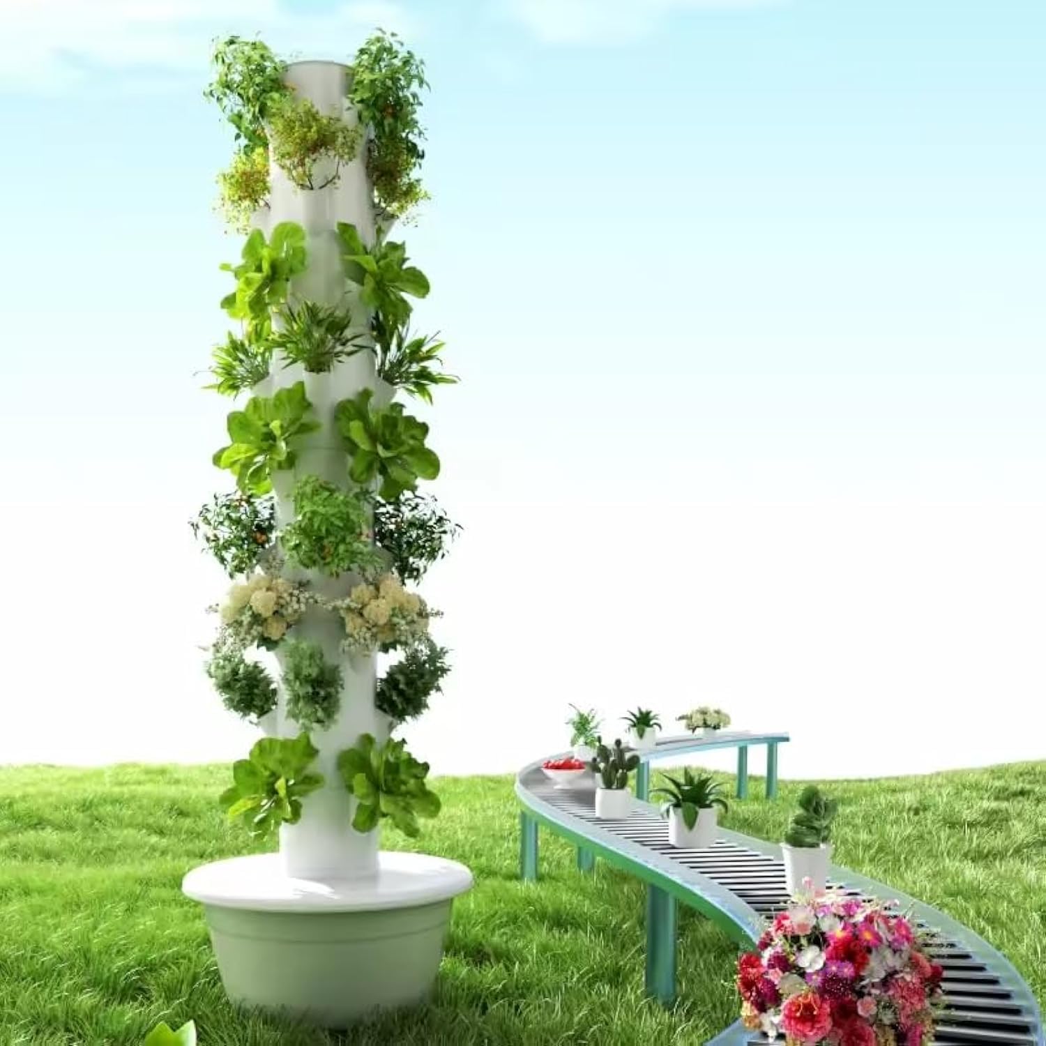 Hydroponic Tower Planter - Torre de Cultivo Hidropónico Vertical, Torre